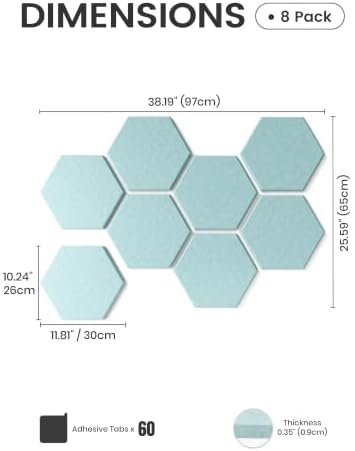 Fluxynara 8-Pack Hexagon Felt Bulletin Board Tiles, Coastal Dawn - Image 2