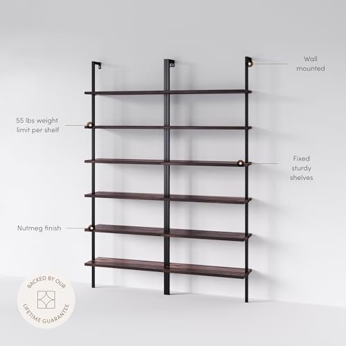 Nathan James Theo 6-Shelf Tall Bookcase, Wall Mount Bookshelf - Image 4