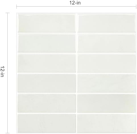 Select 5 Pack Peel and Stick Backsplash Square Tiles, 12x12 in, Stone White - Image 6