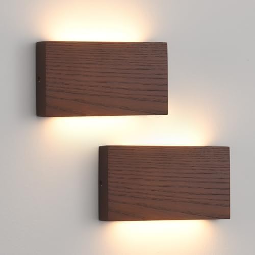 Modern LED Wall Sconce, Linear Wood Wall Mounted Lamps, Minimalist Up Down Wall by Yisdesign
