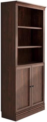 JAHRSTIM Halston Standard Bookcase w/Doors, Cabinet Bookshelf, Dark Cherry by LivingEssentials