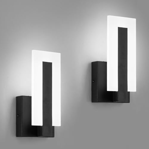 Modern LED Wall Sconce, 6000K Cold White Wall Mounted Lamp Set of 2, Acrylic by Unknown