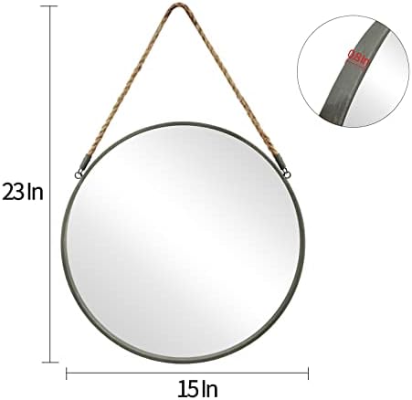 POZINO 15" Small Round Hanging Mirror, Circle Wall Mirror - Image 4