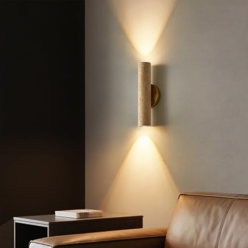 Natural Yellow Cave Stone Wall Sconce, 12.6 Inch Up Down Wall Light Fixture - Image 2