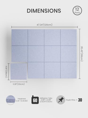 Bumusty 48"x 36" Large Felt Bulletin Board Tiles - Image 2