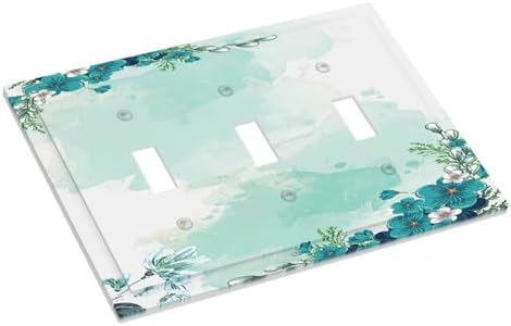 Decorative Switch Plates Blue Green Flowers Light Green Watercolor Patterns 3 - Image 3
