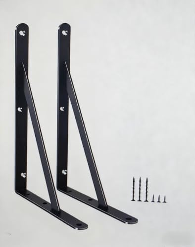 2 Pack L11 x H 8" Black Heavy Duty Shelf Brackets by MHMYDZ