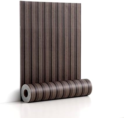 Walnut Peel and Stick Slat Wall Panels, Wood Grain Paneling by LVSHI