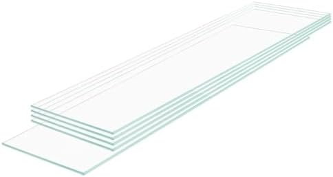 12" W x 36" L - 5 PCS Rectangle Tempered Glass Shelf Set, Glass Shelves of Wall by Unknown