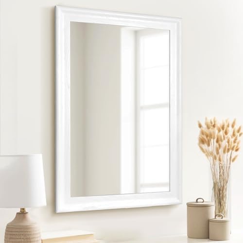 White Wall Mirror for Bathroom, Rectangle Rustic 24 x 36 inch Vanity Mirrors - Image 4