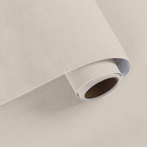 VaryPaper 15.7"x78.7" Cream White Felt Fabric Peel and Stick Velvet Wallpaper by VaryPaper