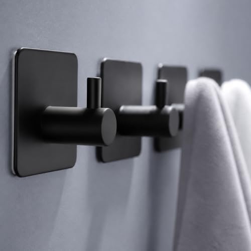 DELITON 4 Pack Adhesive Towel Hooks, Heavy Duty Stainless Steel No Drill by DELITON