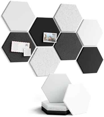 Fluxynara 8-Pack Hexagon Felt Bulletin Board Tiles, Concrete Echo-1 by FLUXYNARA