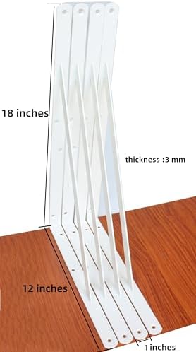 6 Pack L18 x H 12" White Heavy Duty Shelf Brackets - Image 2