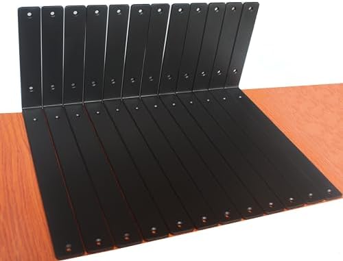 12 Pack - L 14" x H 8" x W1.5, 5mm Thick Black L Shelf Bracket, Iron Shelf by MHMYDZ