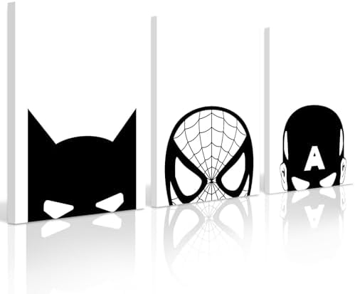 Baccone Spiderman Wall Art Boys Room Canvas Wall Decor Black White Wall Art by Baccone