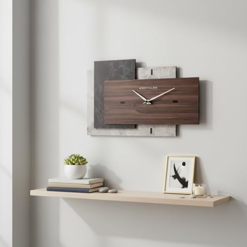 Westclox Modern Fusion Wall Clock – Layered Wood and Marble-Inspired Design - Image 5