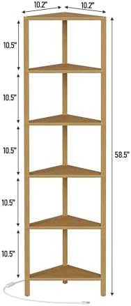 TUTOTAK Corner Shelf with LED Light, 6-Tier Corner Bookshelf - Image 2