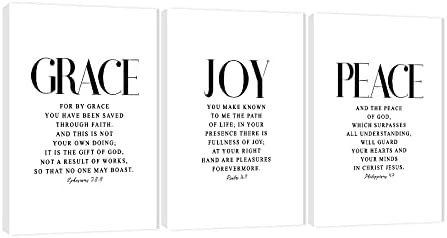 3 Piece Inspirational Wall Art White Motivational Mindset Picture, Quote "Grace by GUTTATYART