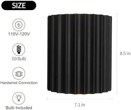 Indoor Hardwired Up and Down Black Wall Sconce Set of 2 Modern LED 3000K - Image 6