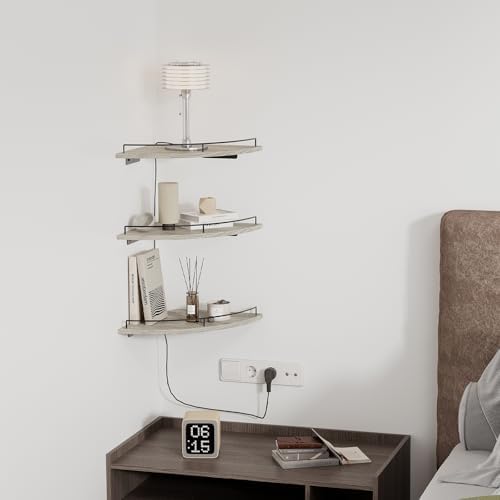 JJL Corner Shelf Wall Mounted, 12 Inches 3-Tier Floating Corner Shelf, - Image 4