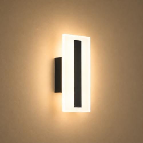 Modern Dimmable LED Wall Sconce 1 Pack, 7W Black Wall Light 3000K Warm White by BrightUpHomeWithLight