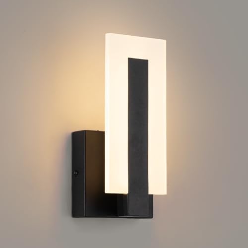 Modern LED Wall Sconces, 3000K Warm White Indoor Black Wall Light, 8W Acrylic by Unknown