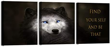 3 Panels Wolf Picture Motivational Wall Art Inspirational Canvas Painting by Yetaryy