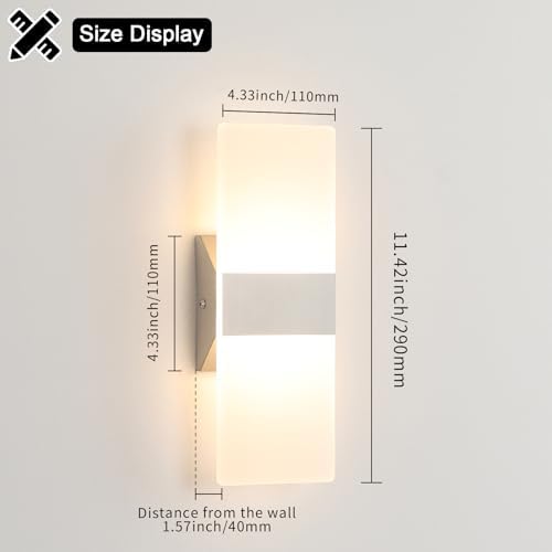 Joosenhouse Modern LED Wall Sconce Set of 2, 10W Hardwired Ultra-Slim Light - Image 4