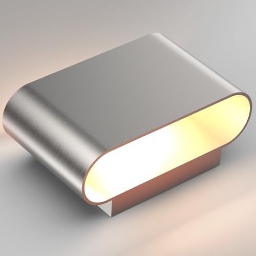 Aipsun Nickel Modern LED Wall Sconces Set of 2 Indoor Wall Lights Hardwired Up - Image 6