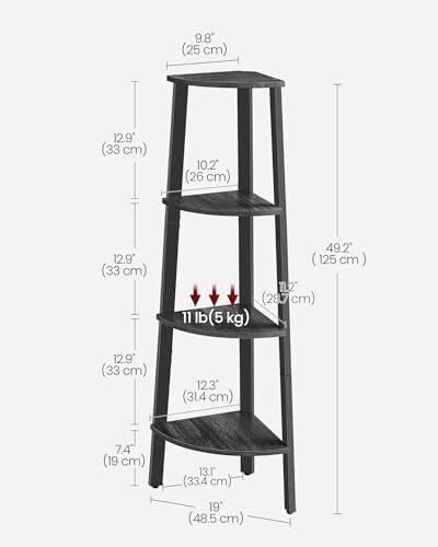 VASAGLE 4-Tier Corner Shelf Stand, Modern Ladder Shelf - Image 3