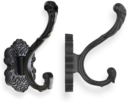 Vintage Black Coat Hooks Wall Mount 2 Pack, Decorative Heavy Duty Towel & Robe by Unknown