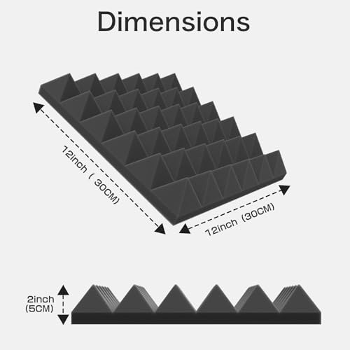 JBER 24 Pack Pyramid Sound Proof Foam Panels, Self-Adhesive Acoustic Foam - Image 5
