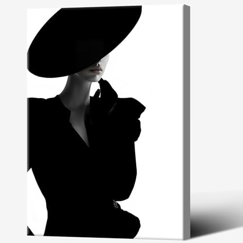Trendy Magazine Cover Poster Black And White Fashion Women Canvas Wall Art by Unknown