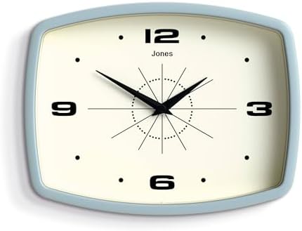 JONES CLOCKS® Movie wall Clock | Rectangular Retro Clock | 10" | Pale Blue | by JONESCLOCKS