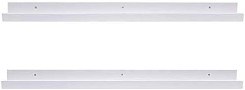 AZSKY 48 Inch Picture Ledge Shelf Floating Shelves Wall Mounted Set of 2 White by AZSKYMakeyourlifebetter