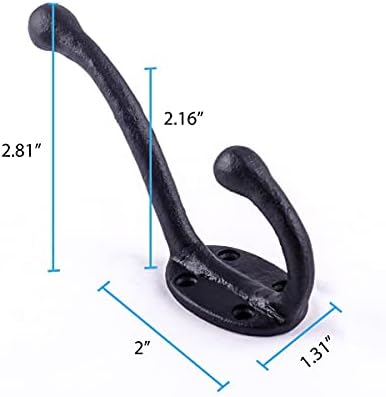 Renovators Supply Manufacturing Double Wall Hook, Wrought Iron Black Powder Coat - Image 3