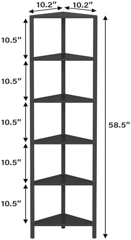 TUTOTAK Corner Shelf, 6-Tier Corner Bookshelf - Image 2