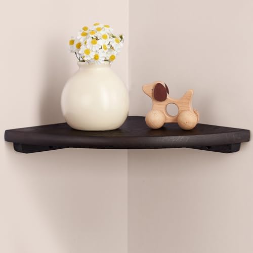 Corner Wall Shelf, 7inch Solid Oak Wood Floating Corner Shelf by GIEANOO