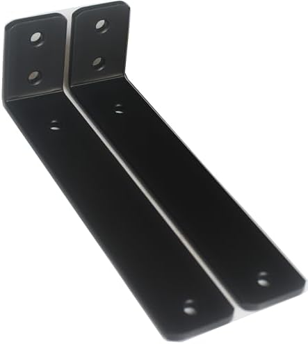 2 Pack - L 8" x H 2" x W1.5, 5mm Thick Black L Shelf Bracket, Iron Shelf by MHMYDZ