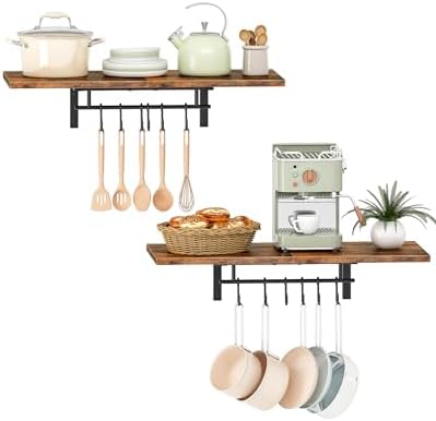 CHOEZON Wall-Mounted Pot Racks, Floating Shelves, Vintage Pot Hangers by Choezon
