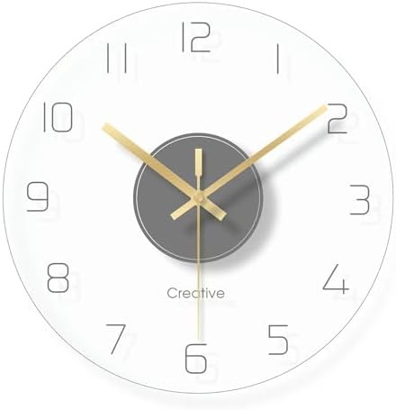 Creative Modern Round Wall Clock, Round Tempered Glass Clear Wall Clock by Kllkmmws