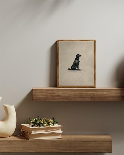 VIYYIEA Vintage Framed Black Dog Wall Art, Bedroom Living Room Minimalist - Image 2