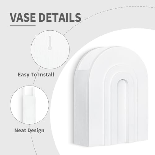 2 Pack White Wooden Wall Vase for Pampas Grass and Dried Flowers - Image 4