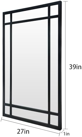 HQiJun Black Rectangle Mirror, Farmhouse Decorative Wall Mirror - Image 5