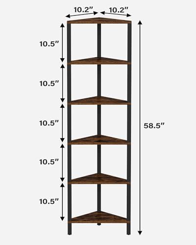 TUTOTAK Corner Shelf, 6-Tier Corner Bookshelf - Image 2