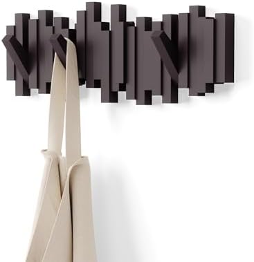 Umbra Sticks Wall Mount Coat Rack, 5 Hook Retractable Pegs by Umbra