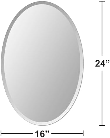 Bathroom Mirror for Over Sink 16" x 24" Oval Frameless Wall Mirror - Image 3