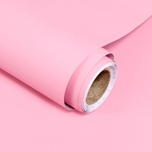 Pink Peel and Stick Wallpaper 15.7"x118" Solid Colour Contact Paper Modern by Uooar