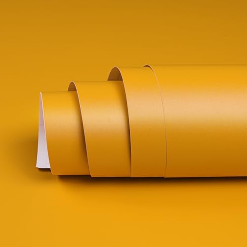 15.7x317 Solid Yellow Peel and Stick Wallpaper Butter Dark Yellow Contact Paper by HelloWall